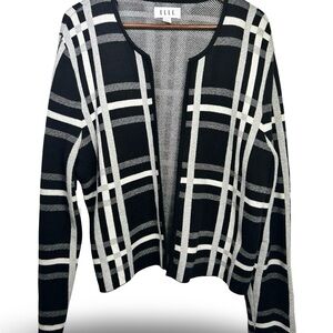 Elle Monochrome Plaid Women's Cardigan Size XXL